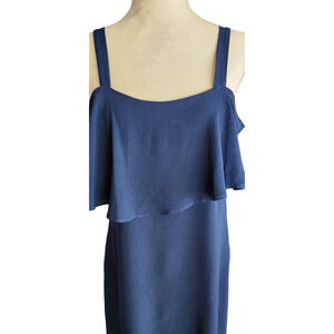 Signature Robbie Bee Cold Shoulder Midi Dress Women's 6 Navy Blue